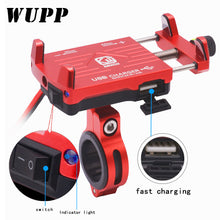 Load image into Gallery viewer, WUPP Motorcycle Phone Holder With USB Power Charger for 4.5-6.2"Moto equipment  Motorbike Mountain Bike Holder Moto Accessories